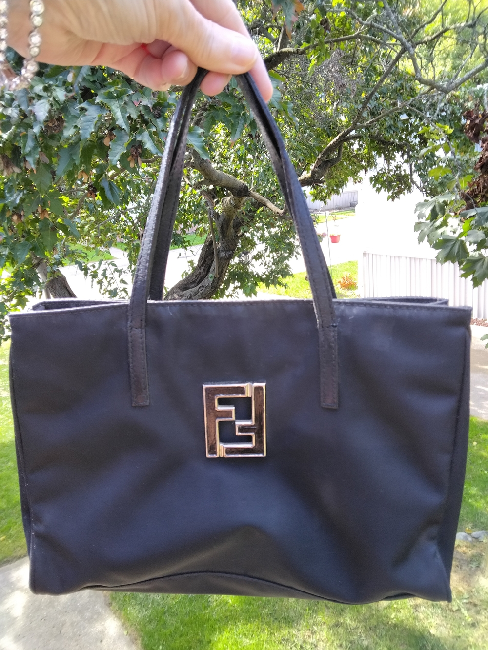 Fendi Black Satchel with Gold FF Plaque